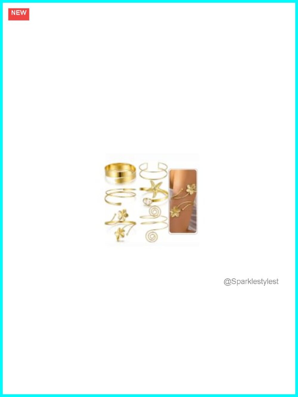 6PCS Gold Arm Cuff Bracelets Set Open Adjustable Stackable Boho